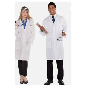 Adult Standard White Doctor Coat Costume Size XL or XXL Halloween Amscan